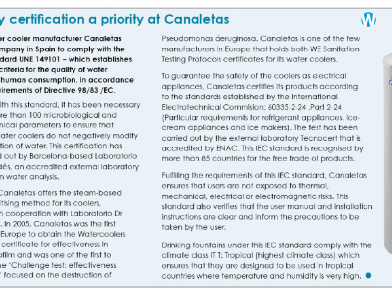 Canaletas certifica sus fuentes con la normativa IEC para garantizar la seguridad de los usuarios 